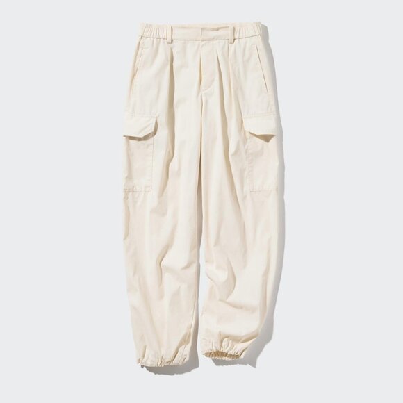 UNIQLO OFF WHITE / NATURAL EASY CARGO PANTS, SIZE: SMALL, LIKE NEW - Picture 1 of 4